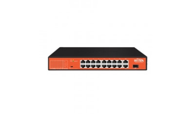 WI-PS518GH, Коммутатор неуправляемый PoE 150Вт, порты 16 PoE FE + 1GE + 1Combo, режим 250м, Watchdog